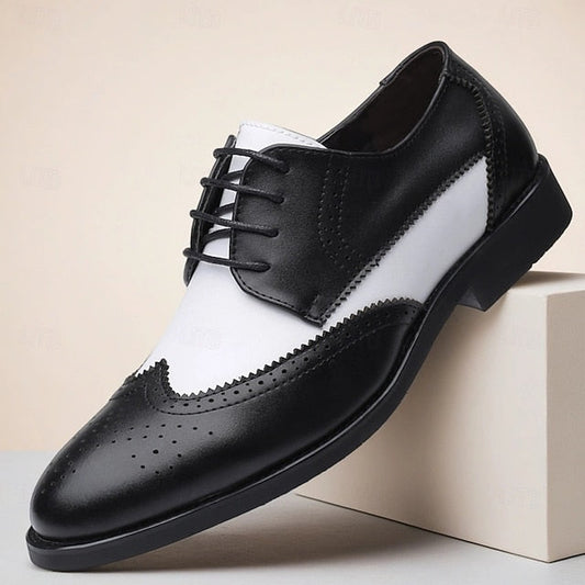 White Dress Brogue Black and with Oxford Shoes Men's FashionChic