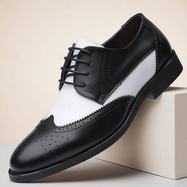 White Dress Brogue Black and with Oxford Shoes Men's FashionChic