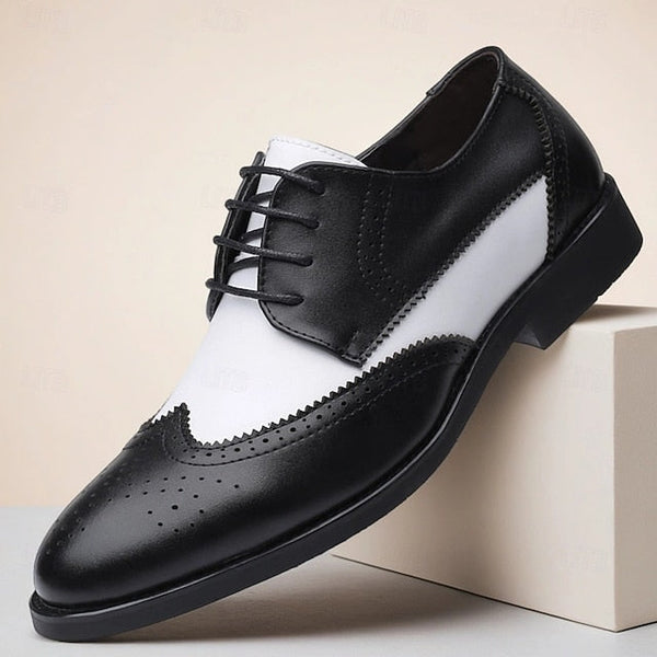 White Dress Brogue Black and with Oxford Shoes Men's FashionChic