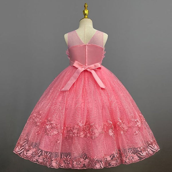 Colored Flower Solid Kids Dress Girl Girls' FashionChic