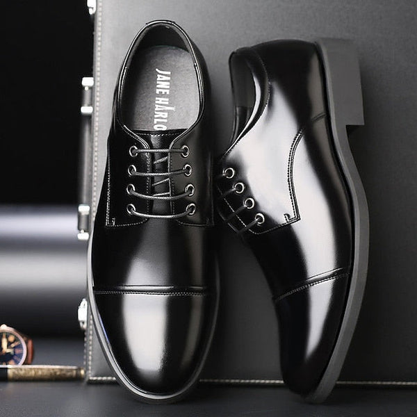Leather with Shoes Lace-Up Black Patent Oxford Dress Men's FashionChic