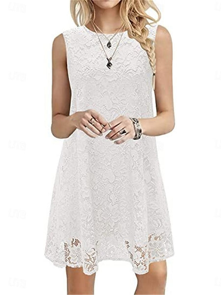 Women's Mini Dress White Dress Casual Dress White Lace