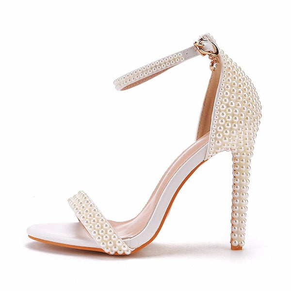 Wedding Elegant Heel High Pearl-Embellished Shoes Women's FashionChic
