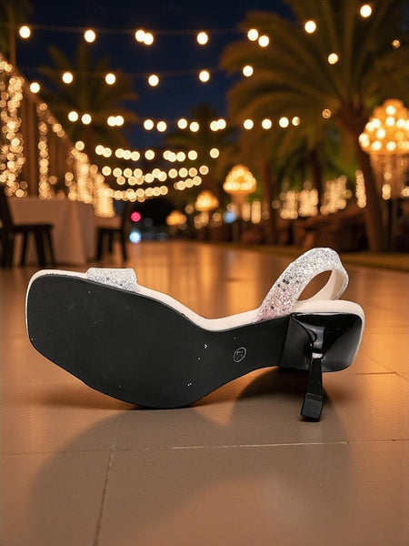 - Slingback Sandals Glitter Toe Women's Square Stiletto FashionChic