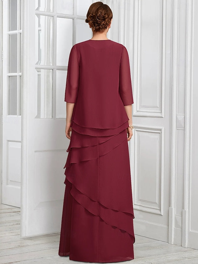 Mother Piece Formal Suit Elegant Bride A-Line Two Dress the of FashionChic