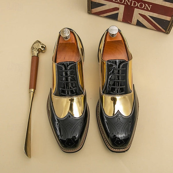 Patent Gold Oxford and Men's Black Leather with Shoes FashionChic