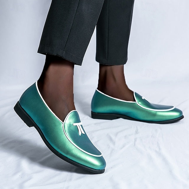 with Leather Patent Yellow Black Faux Men's Loafers Trim FashionChic