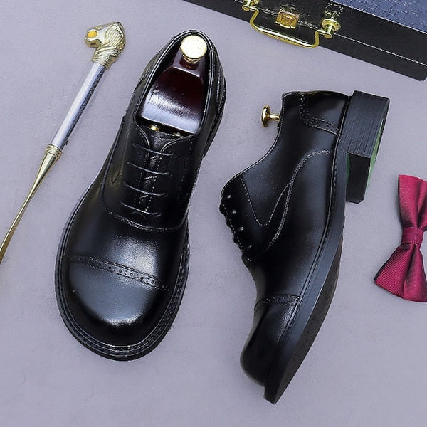 Shoes- Leather Toe Genuine Dress Men's Oxford Cap First FashionChic