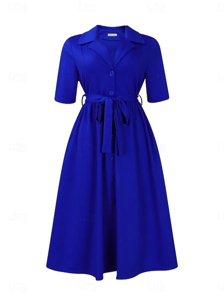 Women's Midi Dress Shirt Dress A Line Dress Elegant Formal FashionChic