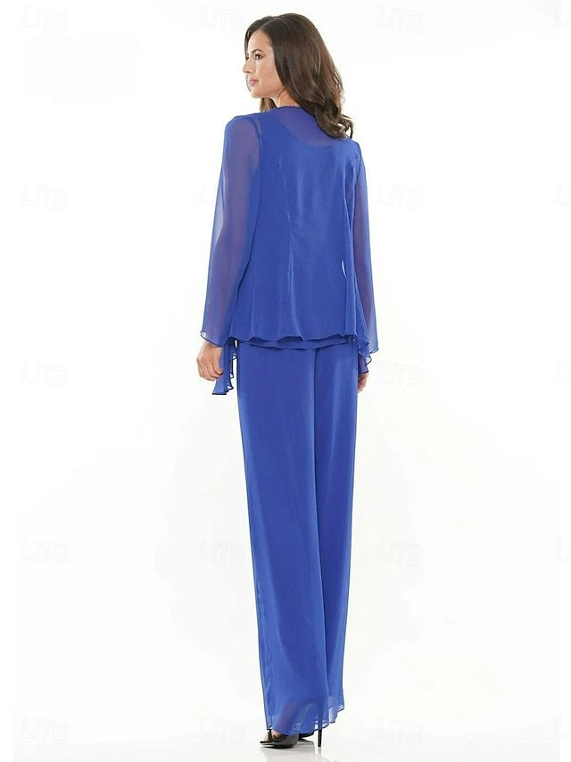 Crew Dress Mother Bride Elegant the Piece Neck 3 of Pantsuit FashionChic