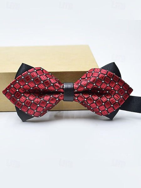 Geometric Bow with Christmas Pattern Tie Men's FashionChic