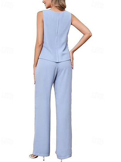Piece Simple the Pantsuit Bride of 3 Mother Dress Elegant FashionChic