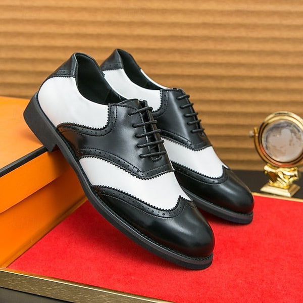 White Brogue and Shoes Oxford in Wingtip Men's Two-Tone FashionChic