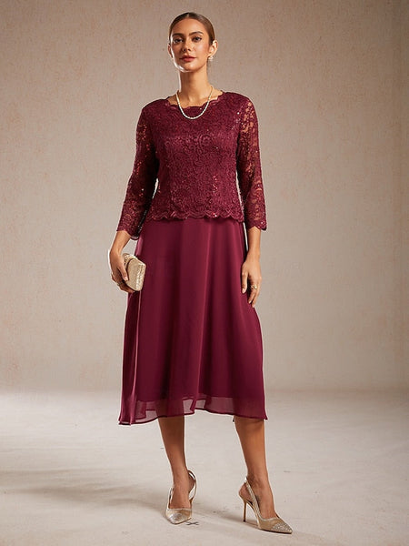 Women's Midi Dress Chiffon Dress Elegant Wedding Guest FashionChic
