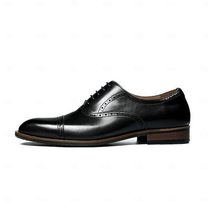 Leather Light Shoes Genuine Wingtip Oxford with Men's Brown FashionChic