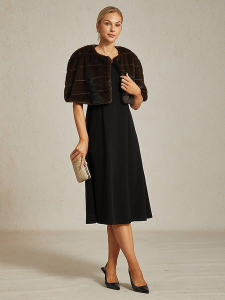 Brown Fur Faux Party Shrug Wrap Cocktail Women's Formal FashionChic