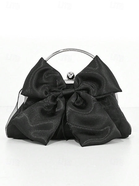 – Evening Bag Elegant Clutch Bow Satin Women's Pearl FashionChic