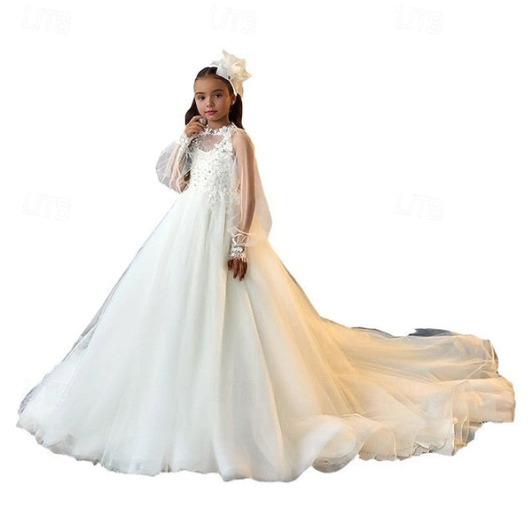 Party First Dress Solid Communion Kids Color Girls' FashionChic