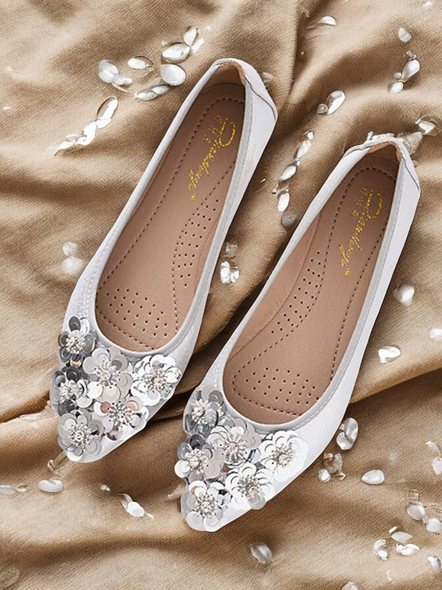 Women's – Floral Embellished Comfortable Foldable Flats FashionChic
