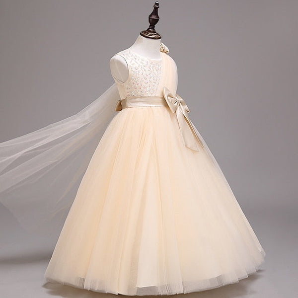 Dress Girls' Flower Colored Girl Kids Solid FashionChic