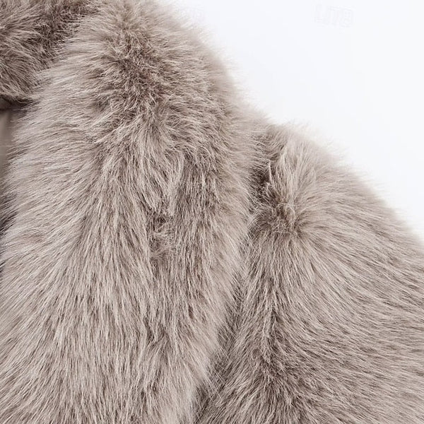 Comfortable Warm Coat Fur Women's Buttons Pocket Faux FashionChic