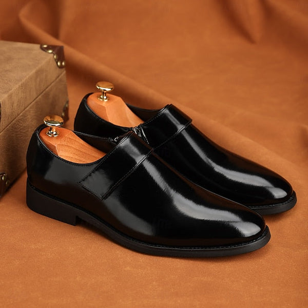 Dress Loafers Leather Brown Shoes Men's Business Slip-On FashionChic