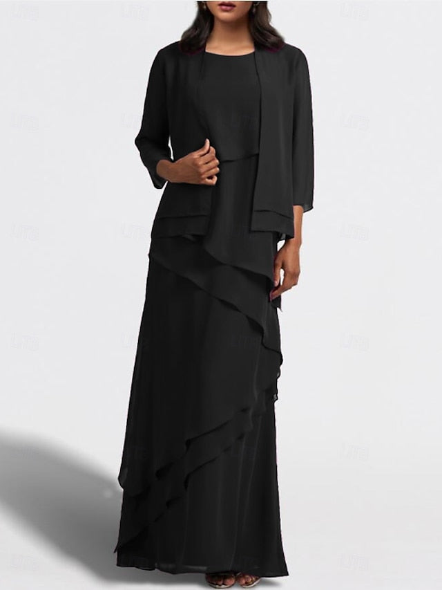 Piece Dress Bride Wedding the of Guest Elegant Two A-Line Mother FashionChic