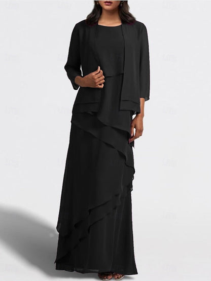Piece Dress Bride Wedding the of Guest Elegant Two A-Line Mother FashionChic