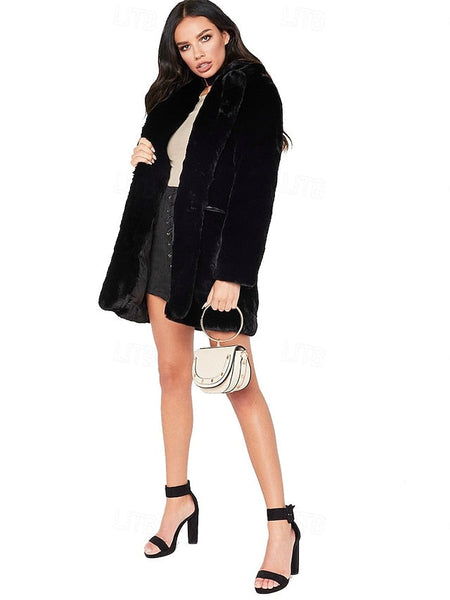 Knitting Warm Comfortable Pocket Faux Fur Coat Women's FashionChic
