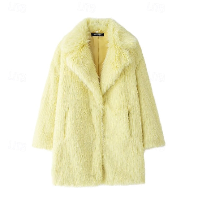 Comfortable Warm Women's Fur Pocket Coat Faux Furs FashionChic