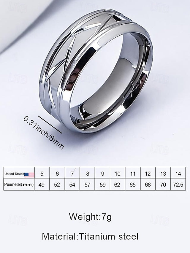 Geometric Rings Steel Men's Pattern Stainless Modern – FashionChic