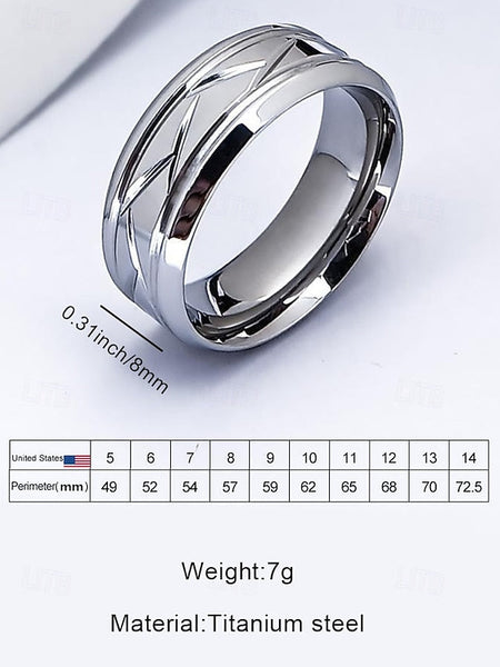 Geometric Rings Steel Men's Pattern Stainless Modern – FashionChic