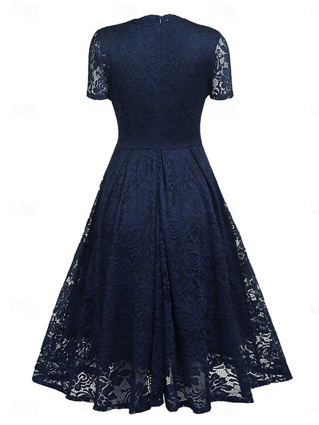 Women's Midi Dress Lace Dress Cocktail Dress Wedding Guest FashionChic