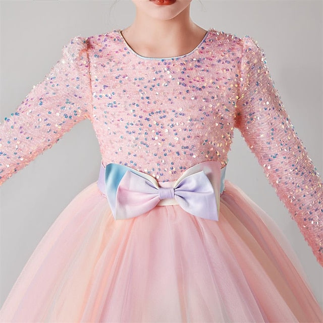 Flower Girl Girls' Solid Kids Dress Color Long Party FashionChic