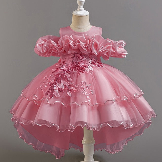 Floral Party Girls' Dress Flower Kids Wedding Short Sleeve FashionChic