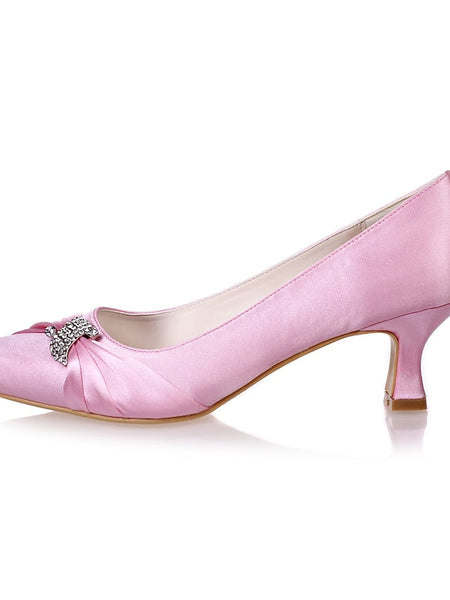 Kitten Women's Bow Blue with Rhinestone Royal Satin Heels FashionChic