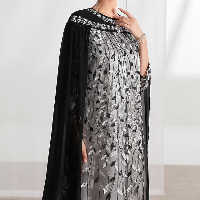 Cape Bride Neck A-Line the Crew Dress Elegant of Mother FashionChic