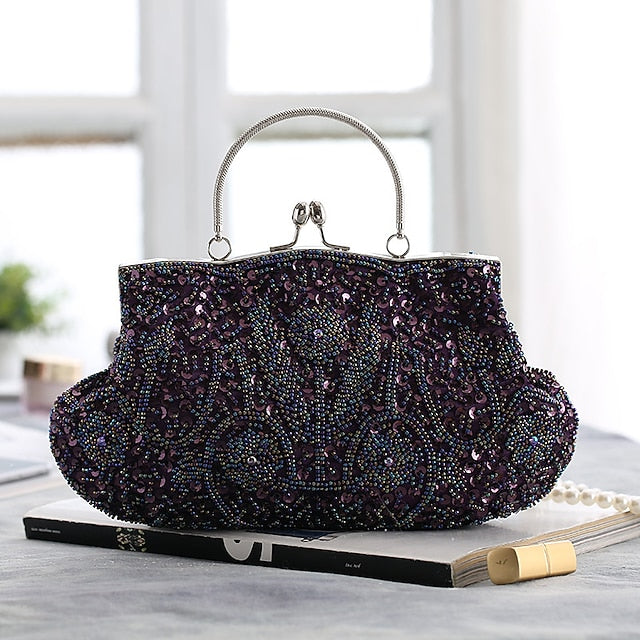 Vintage Evening Clutch Beaded Purse White Women's – FashionChic
