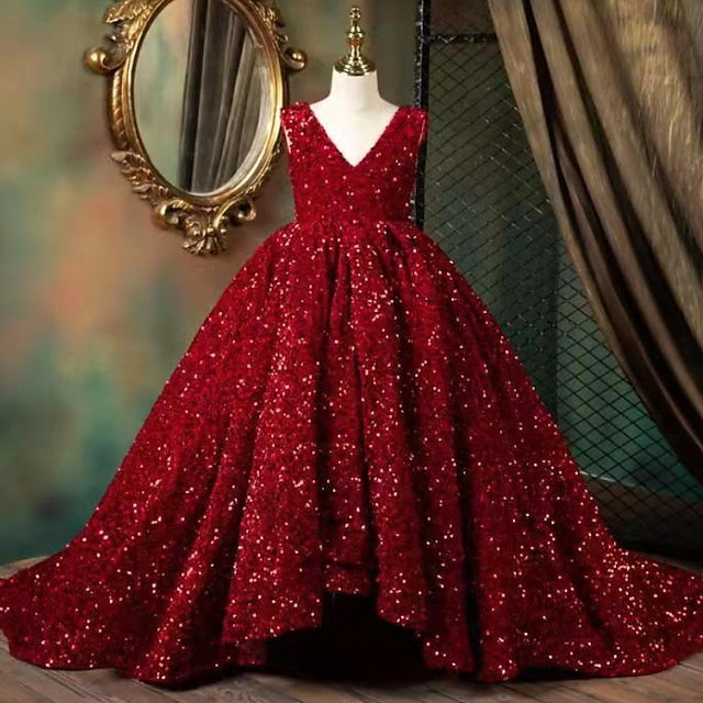 Dress Colored Girls' Girl Sleeveless Solid Flower 3D FashionChic