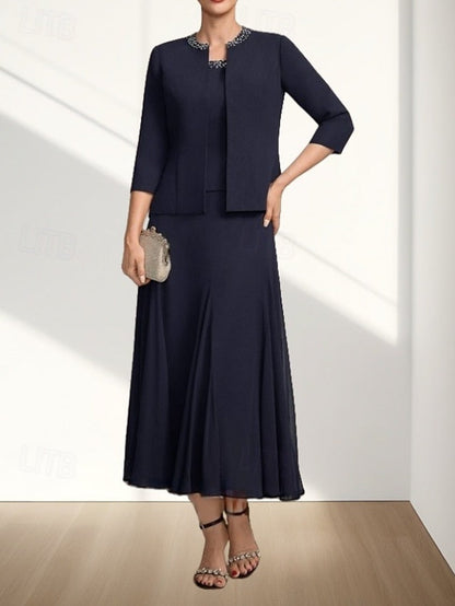 Two Mother Elegant the Wedding Guest Dress Piece A-Line Bride of FashionChic
