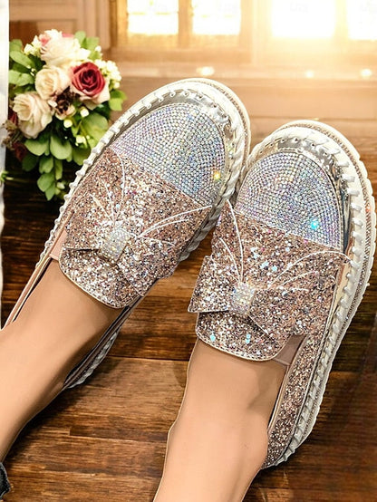Women Loafers for Sparkling Rhinestone Slip-On – Glittery FashionChic