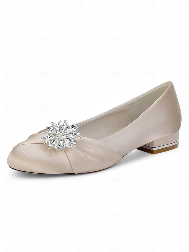 Elegant Flats White – Satin Wedding Women's Crystal FashionChic