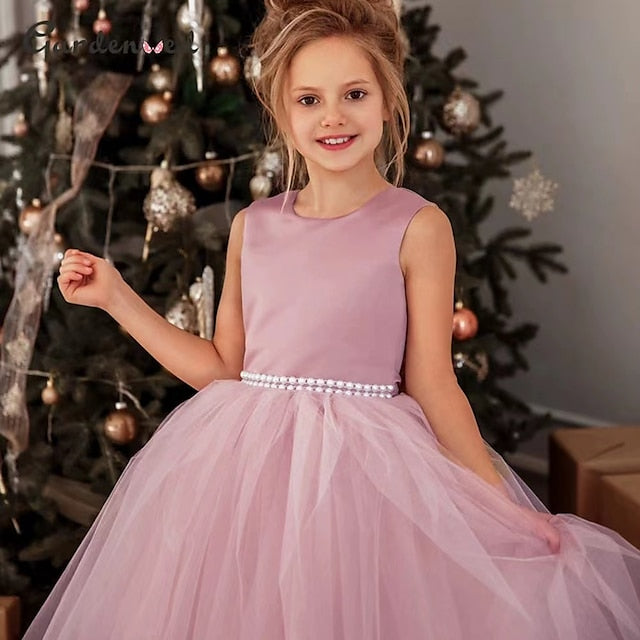 Girls' Party Solid Dress Color Flower Girl Kids FashionChic