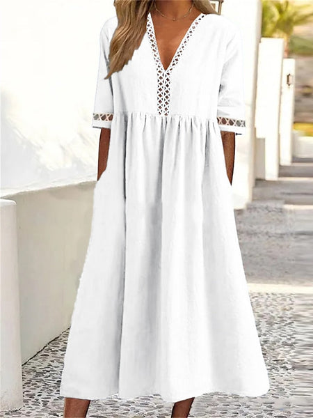 Women's Midi Dress 100% Cotton Cotton Linen Dresses Casual FashionChic