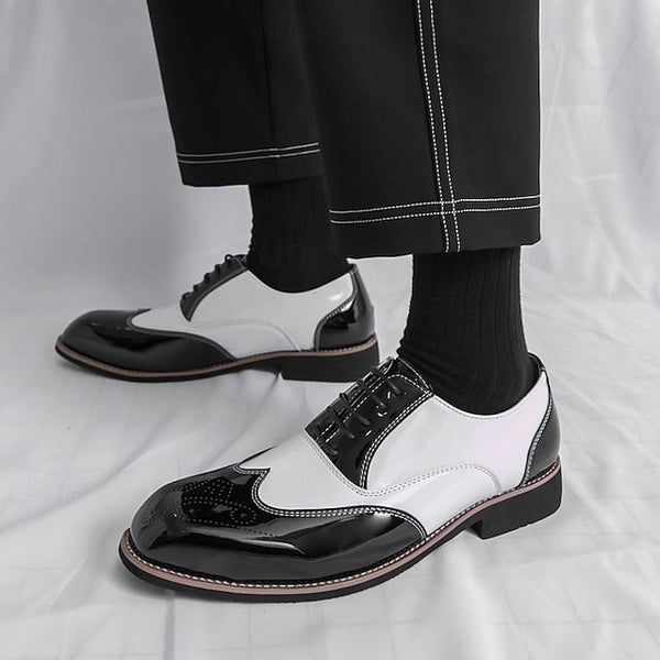 Men's with Gold Black and Leather Patent Shoes Oxford FashionChic