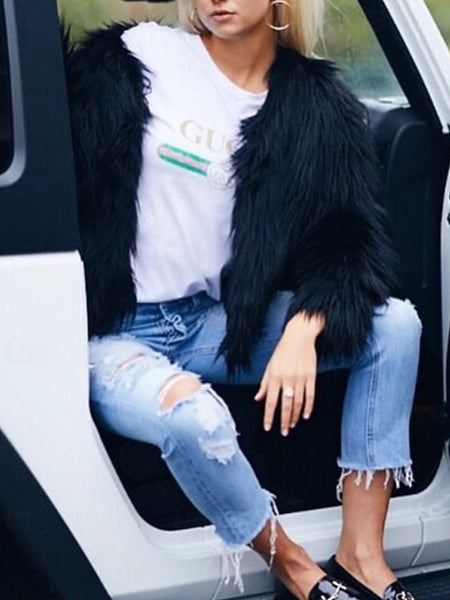 Comfortable Furs Faux Fur Warm Leathers Coat Women's FashionChic