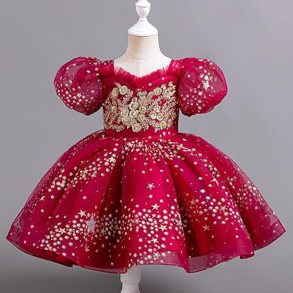 Dress Party Girls' Floral Flower Kids Girl Sequin FashionChic