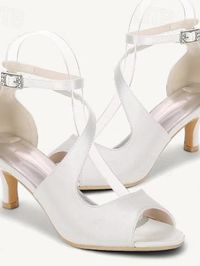 Kitten Wedding Shoes Women's Heel Bridal Buckle Open FashionChic