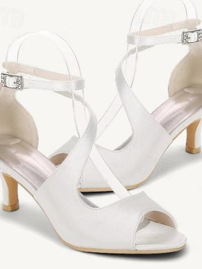 Kitten Wedding Shoes Women's Heel Bridal Buckle Open FashionChic