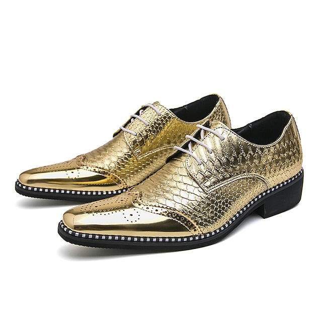 Dress Gold Men's – Oxford Metallic Shoes Shiny Faux FashionChic